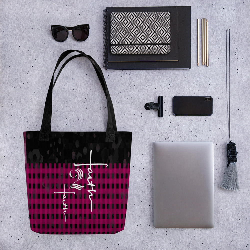 Faith2Faith - Pink and Black Plaid - Tote bag - Design By Ebony Lynn