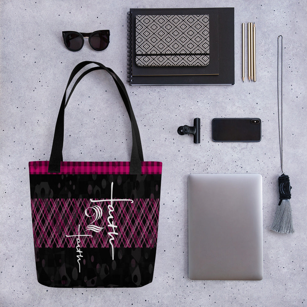 Faith2Faith - Pink and Black Plaid 2 - Tote bag - Design by Ebony Lynn