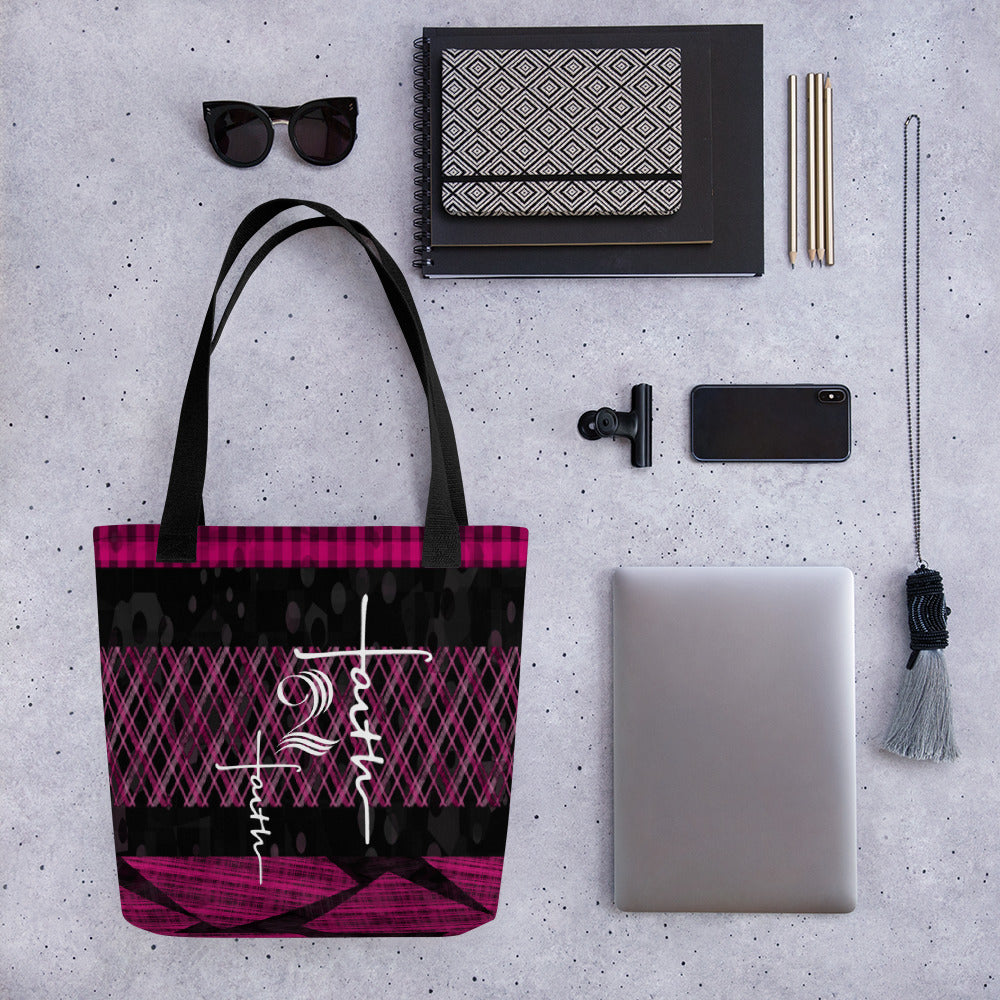 Faith2Faith - Pink and Black Plaid 3 - Tote bag - Design by Ebony Lynn