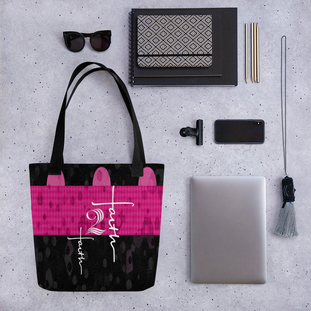 Faith2Faith - Pink and Black with Dots - Tote bag - Design by Ebony Lynn