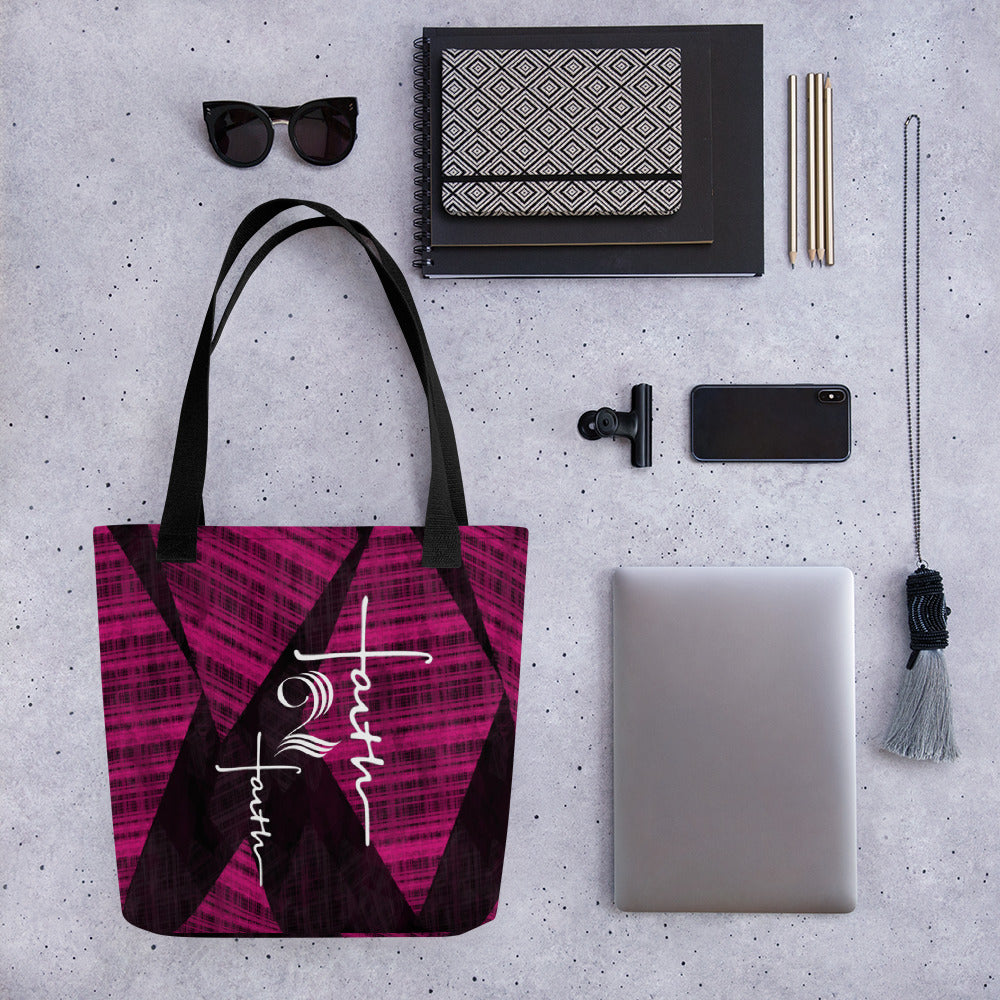 Faith2Faith - Pink and Black Plaid - Tote bag - Design by Ebony Lynn