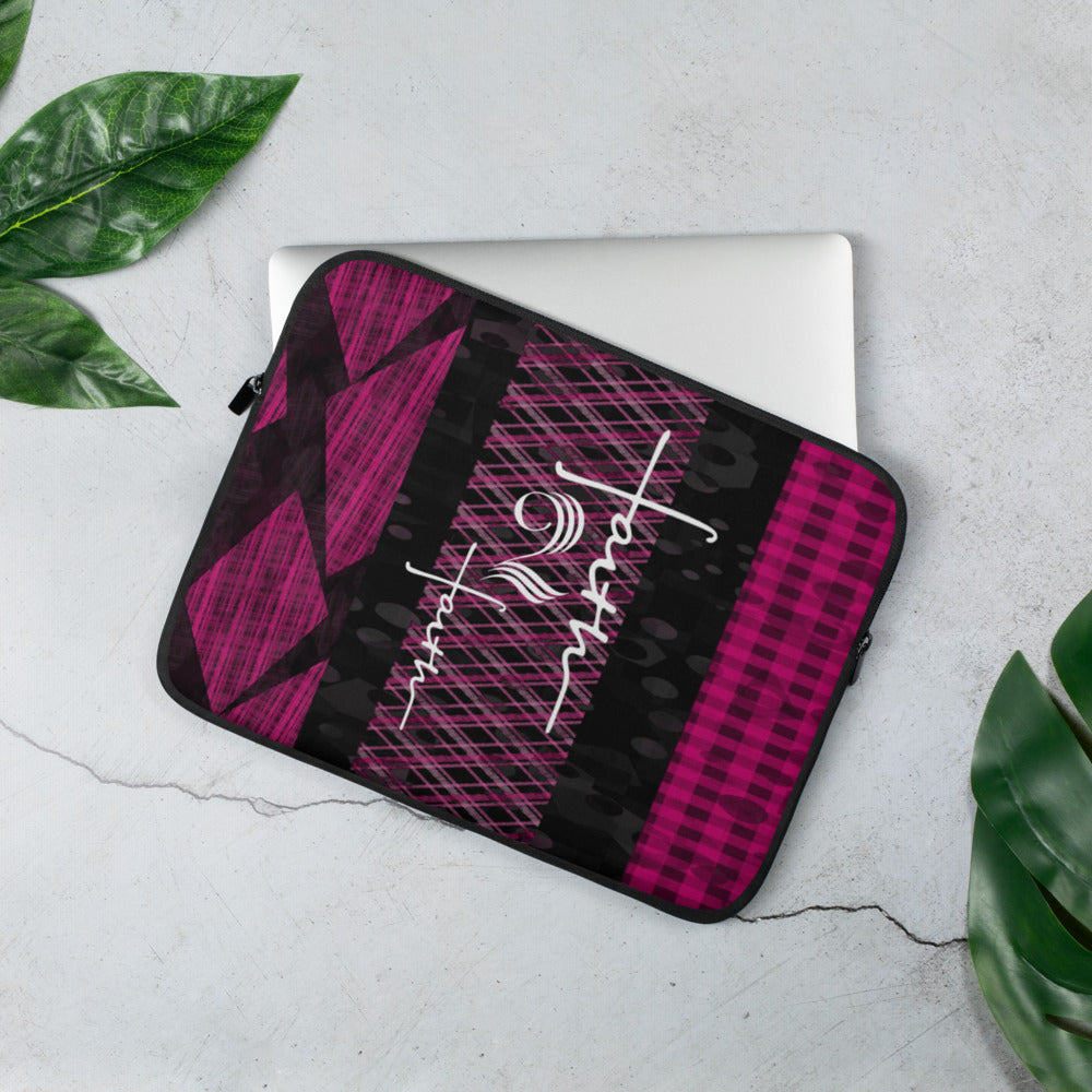 Faith2Faith - Pink and Black Plaid - Laptop Sleeve - Design by Ebony Lynn