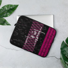 Load image into Gallery viewer, Faith2Faith - Black and Pink Plaid - Laptop Sleeve - Design by Ebony Lynn
