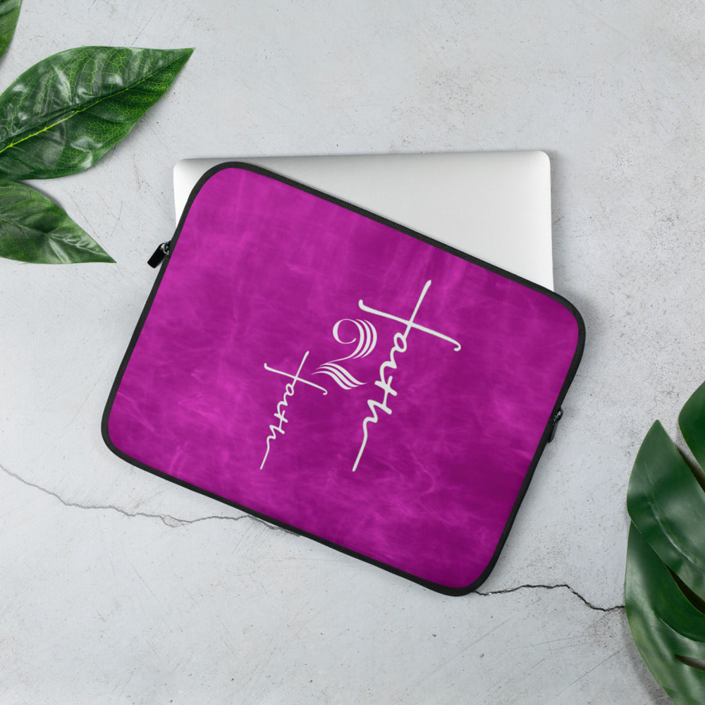 Faith2Faith - Pink and White - Laptop Sleeve - Design by Ebony Lynn