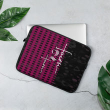 Load image into Gallery viewer, Faith2Faith - Pink and Black Checkers - Laptop Sleeve - Design by Ebony Lynn
