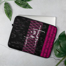 Load image into Gallery viewer, Faith2Faith - Black and Pink Plaid - Laptop Sleeve - Design by Ebony Lynn
