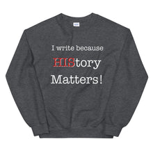 Load image into Gallery viewer, I Write Because HIStory Matters! White/Red- Unisex Sweatshirt - Faith2Faith Clothing
