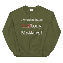 Load image into Gallery viewer, I Write Because HIStory Matters! White/Red- Unisex Sweatshirt - Faith2Faith Clothing
