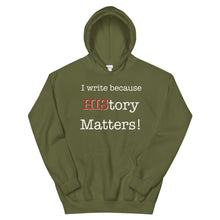 Load image into Gallery viewer, I Write Because HIStory Matters - White/Red - Unisex Hoodie - Faith2Faith Clothing
